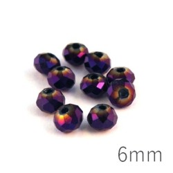 Perles rondelles à facettes 6mm indigo métallisé