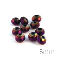 Perles rondelles à facettes 6mm violet métallisé