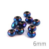 Perles rondelles à facettes 6mm bleu métallisé