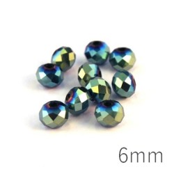 Perles rondelles à facettes 6mm vert métallisé