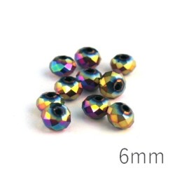 Perles rondelles à facettes 6mm vitrail