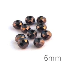 Perles rondelles à facettes 6mm marron foncé