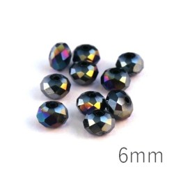 Perles rondelles à facettes 6mm hématite AB