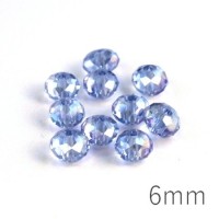 Perles rondelles à facettes 6mm bleuet AB