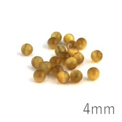 Perle oeil de chat 4mm kaki x20