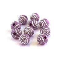 Perle acrylique motif spirale lilas x20