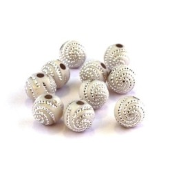 Perle acrylique motif spirale blanc x20