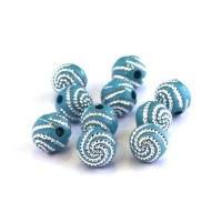 Perle acrylique motif spirale turquoise x20