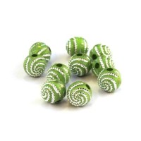 20 perles acrylique motif spirale 8mm vert