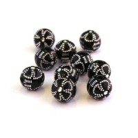 Perle acrylique motif fleur noir x20