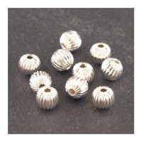 Perles striées 6mm en métal argenté x10