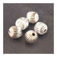 Perles striées 10mm métal argenté x5