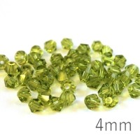 Perles toupies verre 4mm olivine x50