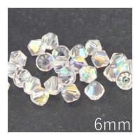 25 perles toupies en verre 6mm cristal AB AAA