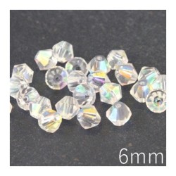 25 perles toupies en verre 6mm cristal AB AAA