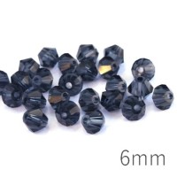 25 perles toupies en verre 6mm montana AAA