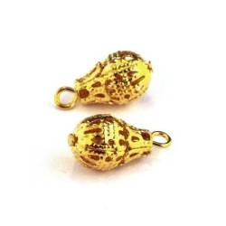 Perle breloque filigrané 16mm doré x2