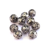 Perle filigranée ronde 8mm vieil argent x10