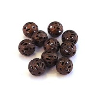 Perle filigranée ronde 8mm cuivre x10