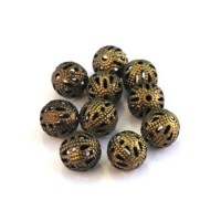 Perle filigranée ronde 8mm bronze x10