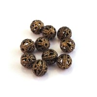 Perle filigranée ronde 6mm bronze x10