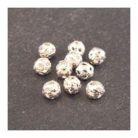 Perle filigranée ronde 4mm argenté x10