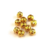 Perle filigranée ronde 4mm doré x20
