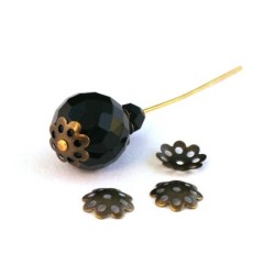 Perles coupelles filigranées 9mm bronze x50