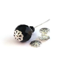 Perles coupelles filigranées 9mm vieil argent x25
