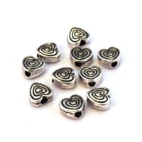 Perle intercalaire coeur en métal argent vieilli x10