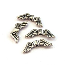 Perles ailes en métal argent vieilli