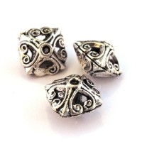 Perle métal toupie argent vieilli