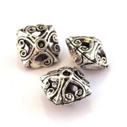 Perle métal toupie argent vieilli