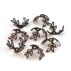 Perles calottes filigranées 12mm bronze