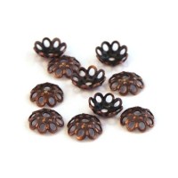 Perles calottes filigranées 5mm cuivre
