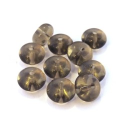 Perles rondelles en verre gris 10mm