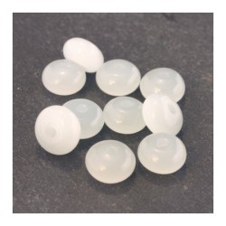Perles rondelles en verre blanc opale 10mm