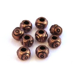 Perles métal rpndes cuivre 6mm x10