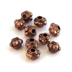 Perles métal striées 4mm cuivre x10