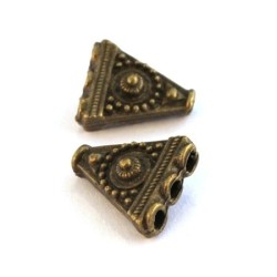 Perles séparateur triangle 3 rangs bronze