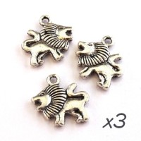 Breloques lion argent vieilli