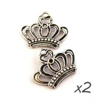 Breloques couronne argent vieilli