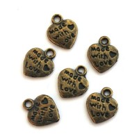 Breloques coeur made with love bronze