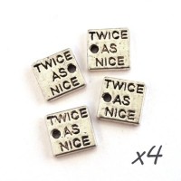 Breloques carrées Twice as Nice argent vieilli