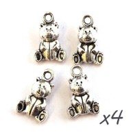 Breloques ours en peluche argent vieilli