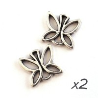 Breloque papillon argent vieilli