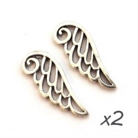 Breloque aile argent vieilli 24mm