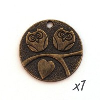 Breloque hibou chouette coeur bronze