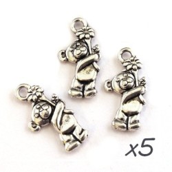 Breloque ours argent vieilli