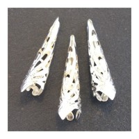 Perle cône filigrané argenté x6